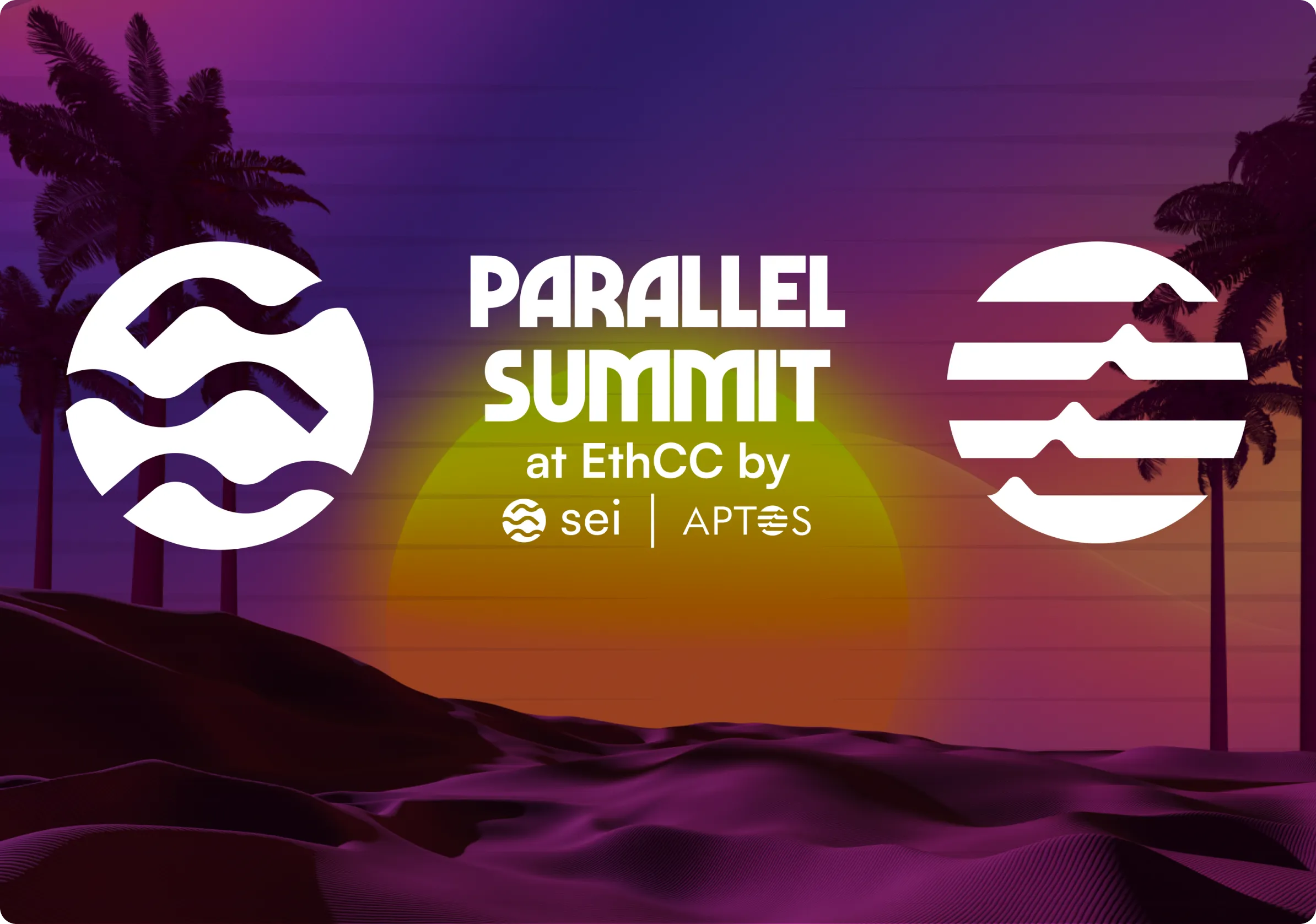 Parallel Summit Graphic Artwork with Sunset and Palm Trees